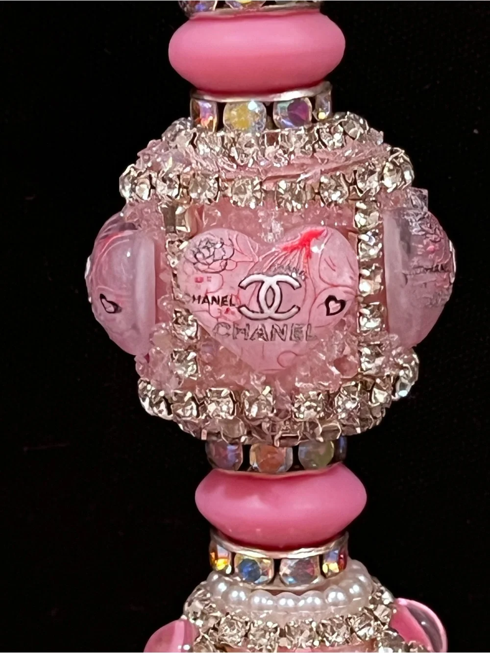 Designer inspired Pink Heart Logo silicone focal fancy Beaded pen